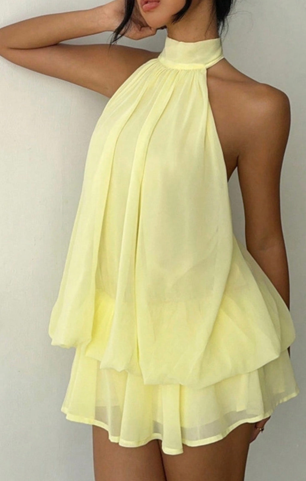 Halter Neck Sash Dress: SUMMER YELLOW
