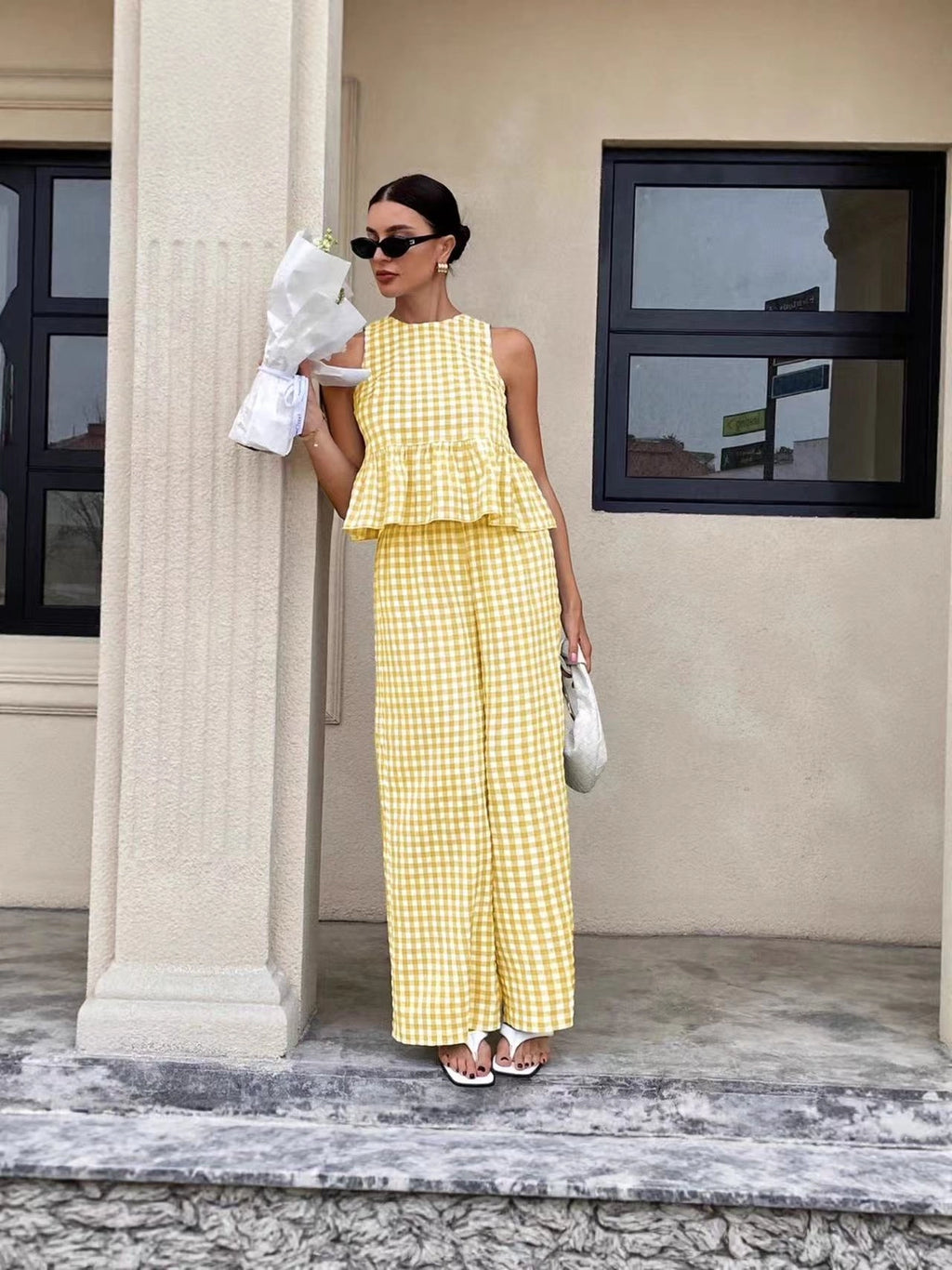 Yellow Gingham Pants + Top Set (Pre-Order)
