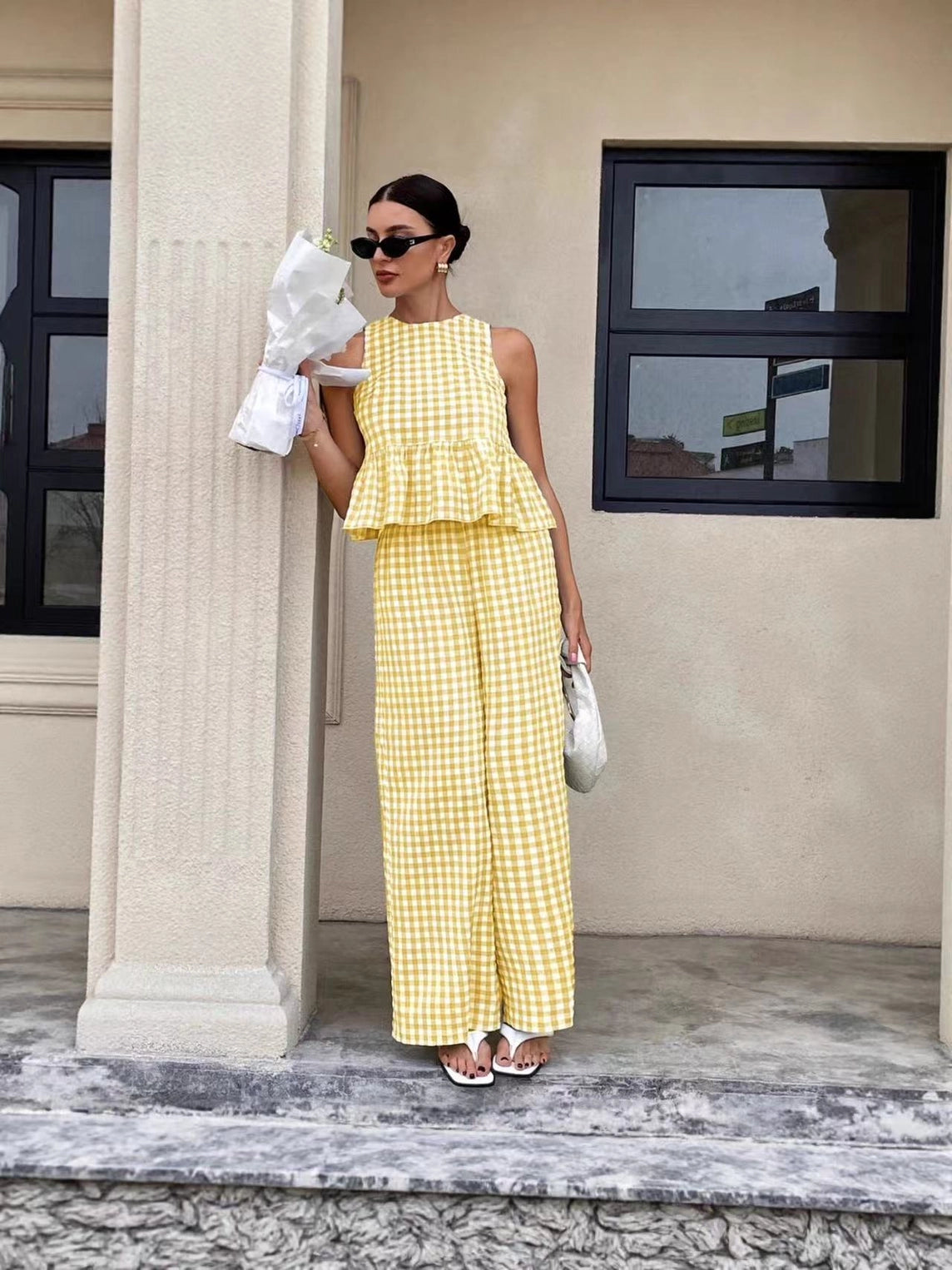 Yellow Gingham Pants + Top Set (Pre-Order)